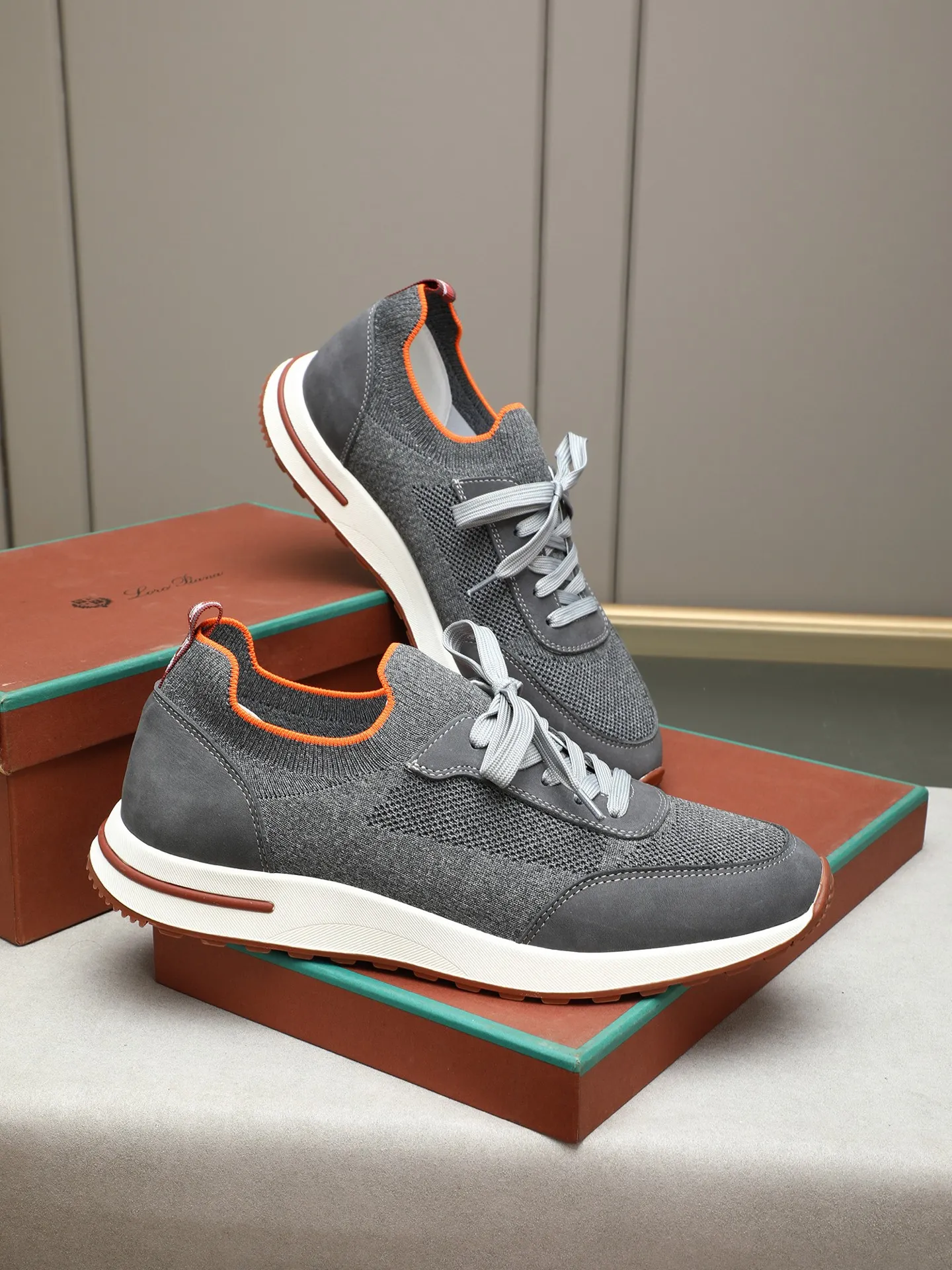 Men's shoes 💰420 LP new product on sale Loro Piana knitted sneakers | Made of Wish wool blended fabric | The upper is made of unique knitted fabrics